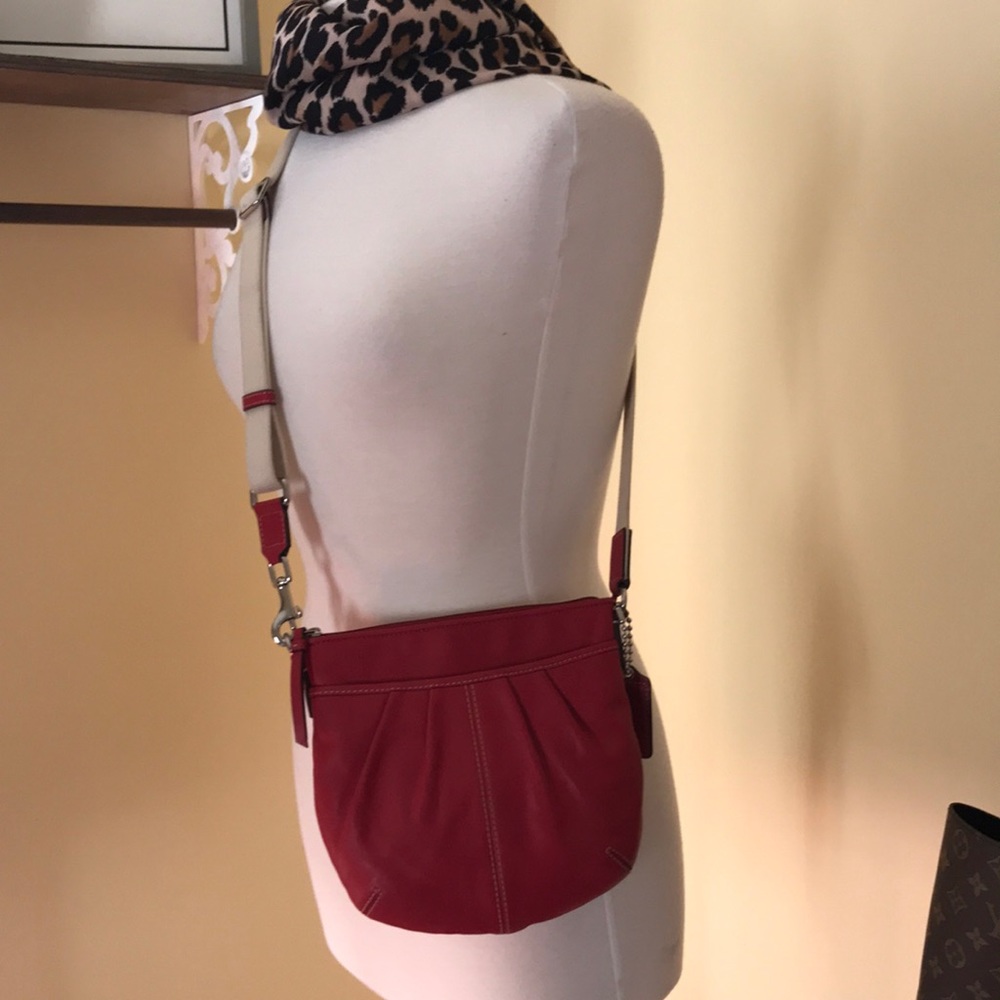 Coach Red Leather Crossbody With Coin Purse Set Gem